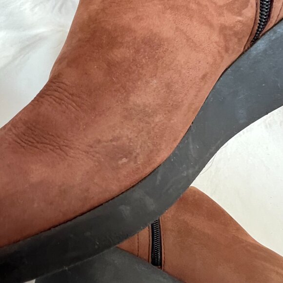 Arche boots hazelnut brown nubuck leather wedge high heel mid calf 38 7 zip up - Picture 11 of 12